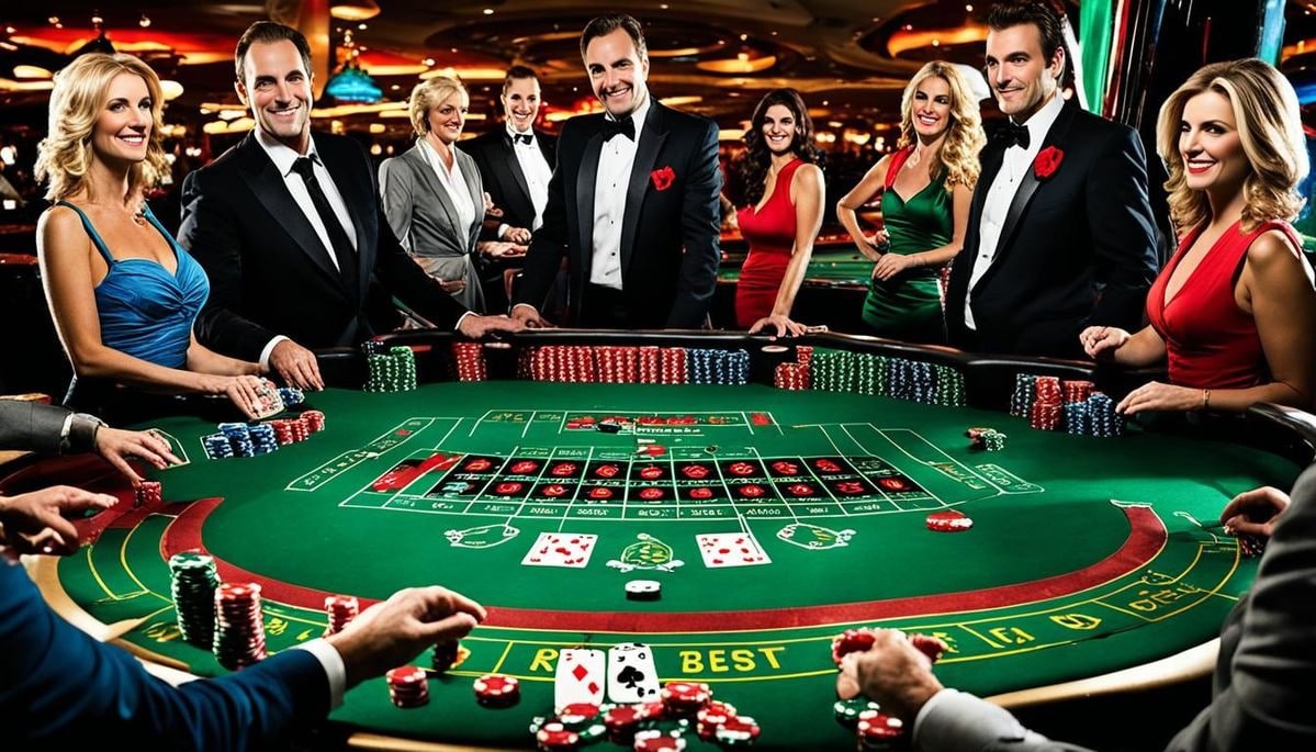 Organised casino-style category cards with slots and live game labels
